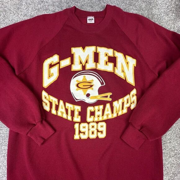 Vintage Wolf G-Man State Champs 1989 Sweatshirt Mens XL Regular Crewneck 90's - Picture 1 of 8